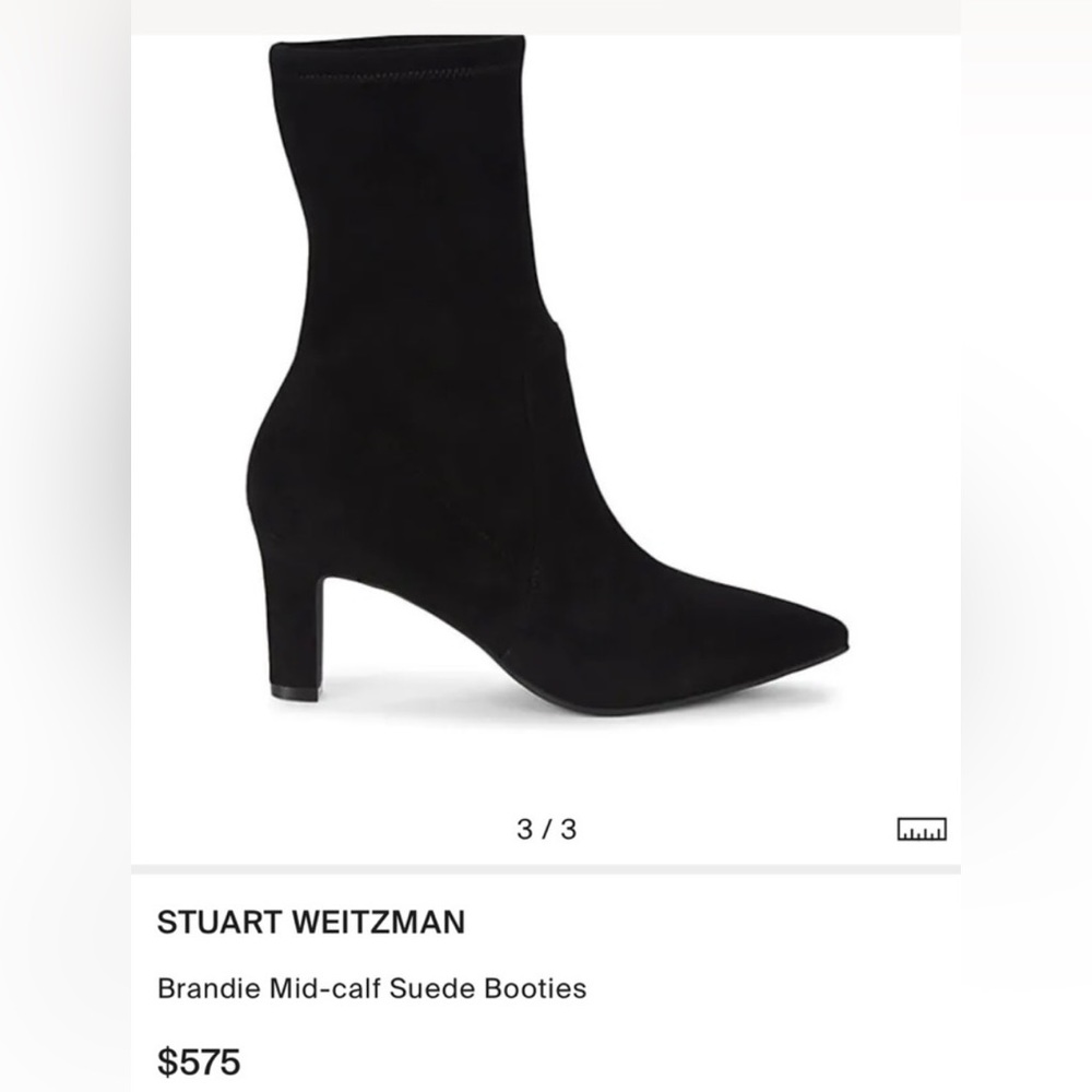 Like New Women’s Size 6 Stuart Weitzman Brandie Mid Calf Suede Booties In Black - Picture 1 of 14